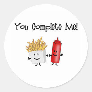Ketchup och Fries! Runt Klistermärke