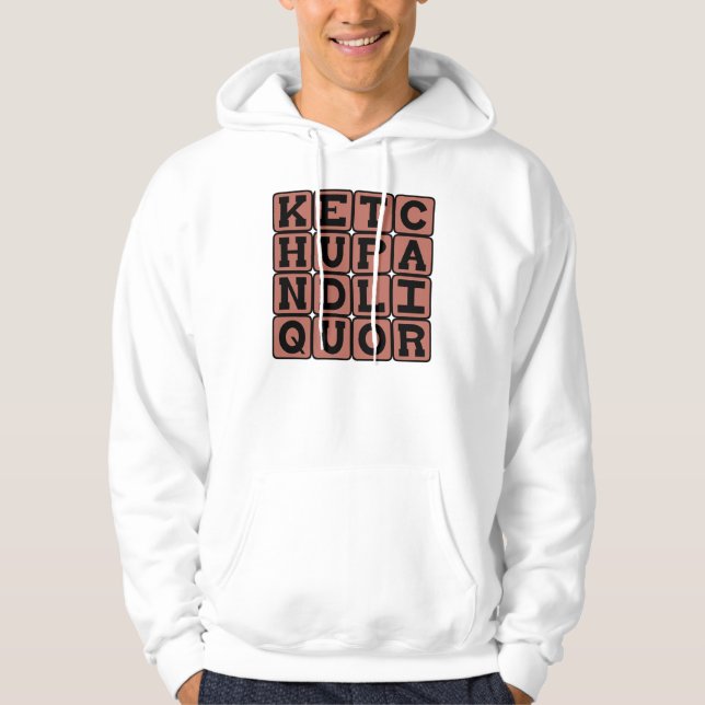 Ketchup och sprit, ordlek sweatshirt med luva (Framsida)