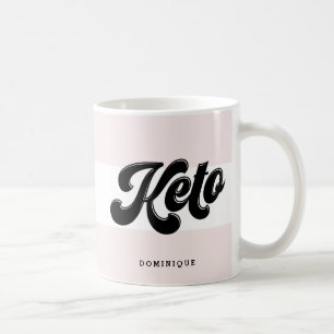 Keto Black Retro Script Typography Rosa Rand Kaffemugg