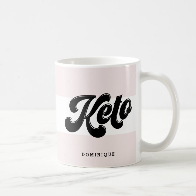 Keto Black Retro Script Typography Rosa Rand Kaffemugg (Höger)