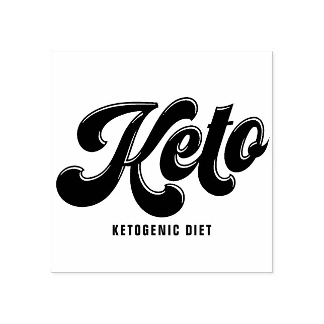 Keto Black Retro Script Typography Rubber Frimärke Stämpel (Tryck)