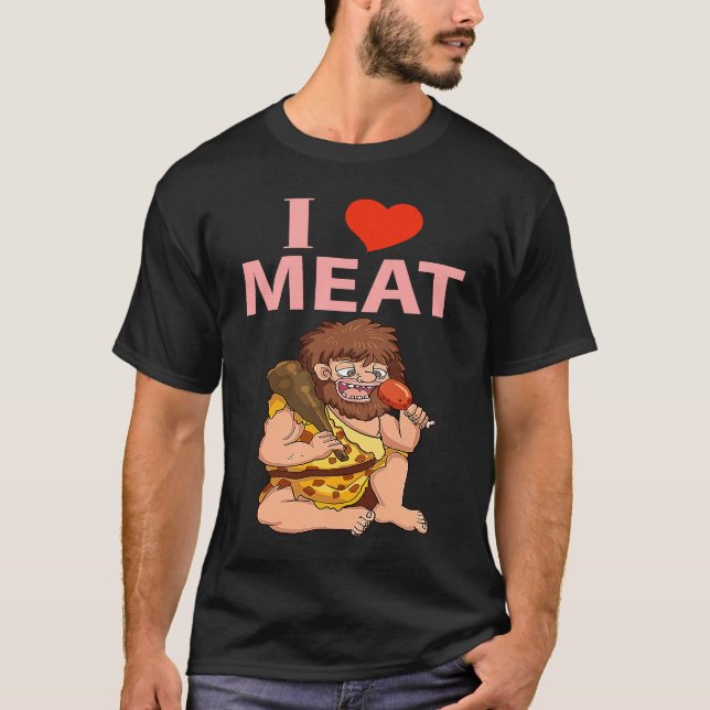 Keto Diet Design I Love Meat T Shirt (Framsida)