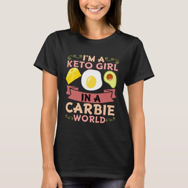 Keto Girl Ketosis Ketogenic Diet Avocado Eggs Chee T Shirt (Framsida)