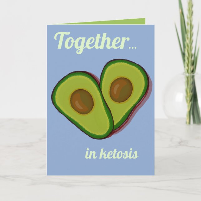 Keto lite Grönt Avocado Heart i Kärlek Tack Kort (Framsida)