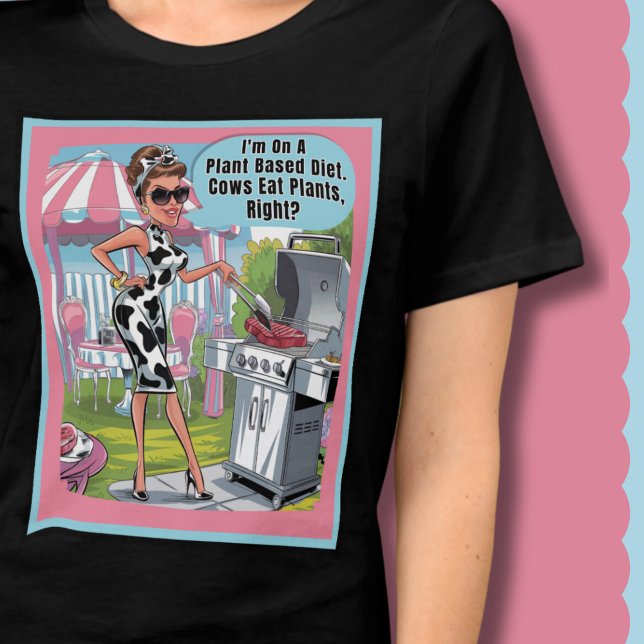 Ketovore Keto skriver ut bärare T Shirt (Funny Cow Print Carnivore Ketovore Keto Gift. "I'm On A Plant Based Diet. Cows Eat Plants, Right?".)