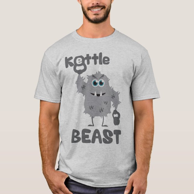 Kettle Beast (söt kettlebellmonster) T-shirt (Framsida)