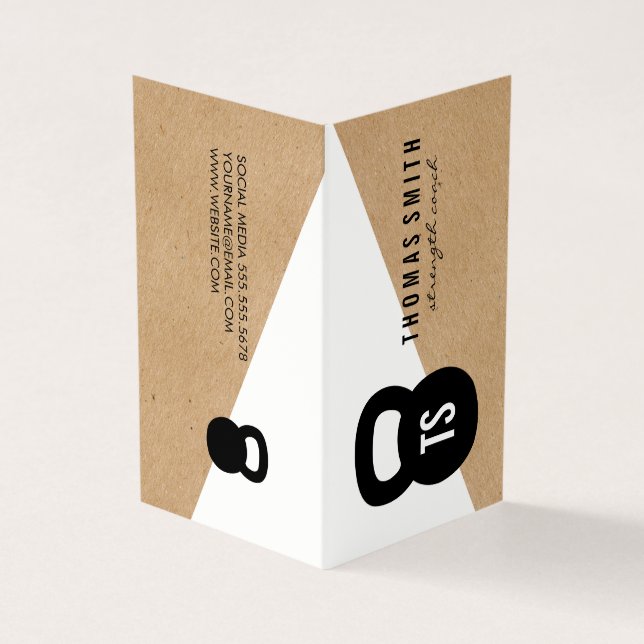 Kettle Bell Personal Trainer Geometric Visitkort (Utsida)