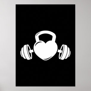 Kettlebell Barbell Kärlek - Gym Workout Motivation Poster