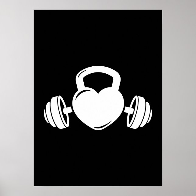Kettlebell Barbell Kärlek - Gym Workout Motivation Poster (Framsidan)
