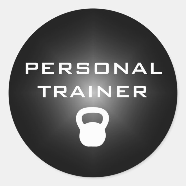 Kettlebell Personal Trainer Sticker Runt Klistermärke (Framsida)