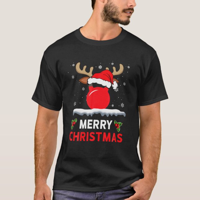 Kettlebell Reindeer Workout Funny Gym Fitness Chri T Shirt (Framsida)