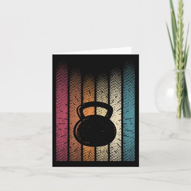 Kettlebell Retro Workout Powerlift BodyBuilder Kort (Framsida)