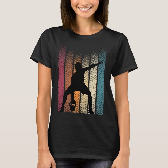 Kettlebell Retro Workout Powerlift BodyBuilder T Shirt (Framsida)