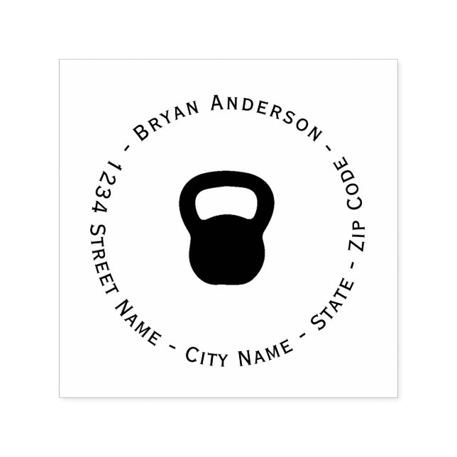 Kettlebell Returadress Self-inking Frimärke Självfärgande Stämpel (Design)