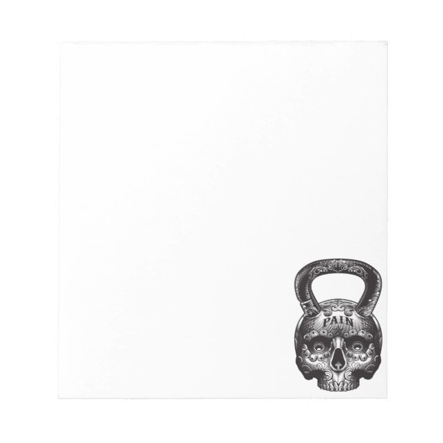 Kettlebell Skull - Gym Workout Motivational Anteckningsblock (Framsida)