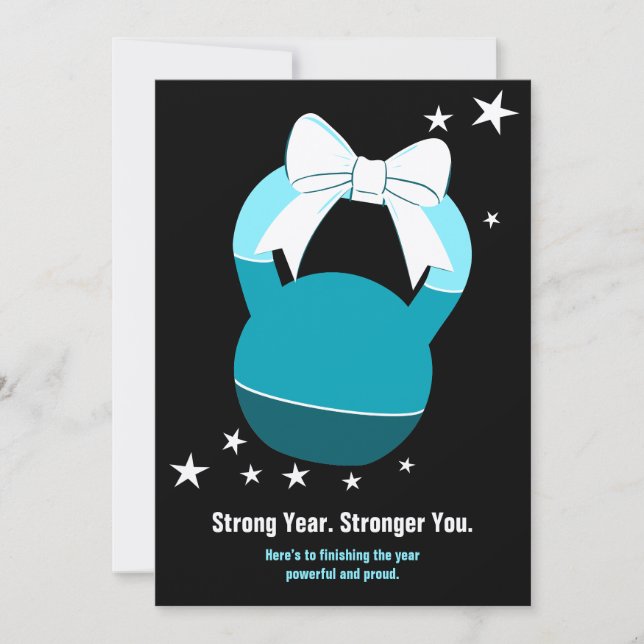 Kettlebell Stronger Year Stronger You Christmas Anteckningskort (Framsida)