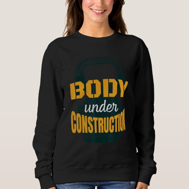 Kettlebell Workout Body under Construction Gym Quo T Shirt (Framsida)