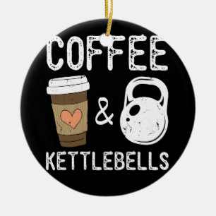 Kettlebells Coffee HIIT Fitness Workout Gym Julgransprydnad Keramik