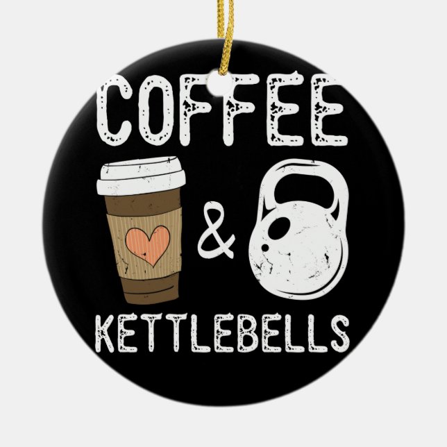 Kettlebells Coffee HIIT Fitness Workout Gym Julgransprydnad Keramik (Framsidan)