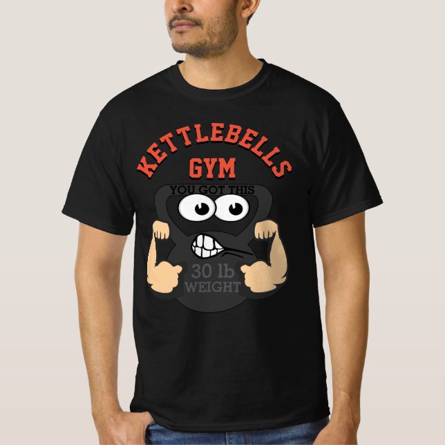 Kettlebells Gym Workout T Shirt (Framsida)