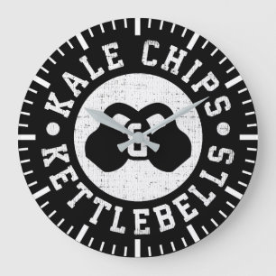 Kettlebells och Kale Chip - Funny Novelty Workout Stor Klocka