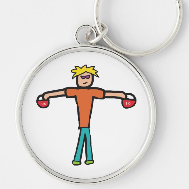 Kettlebells Rund Silverfärgad Nyckelring (Framsidan)