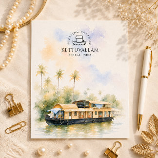 Kettuvallam - Kerala Indien | Abstrakt Akvarell Helg Vykort