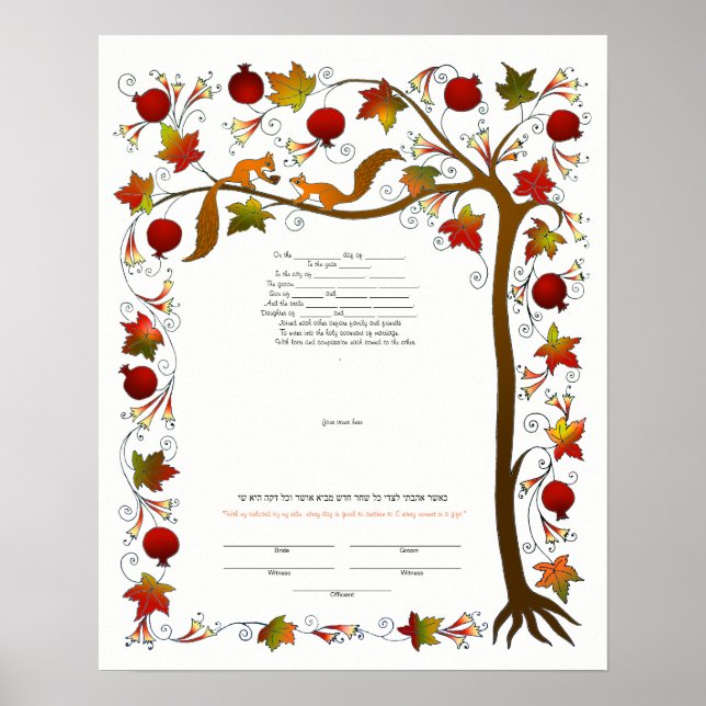 Ketubah med Livets träd i Fall,170926 Poster (Framsidan)
