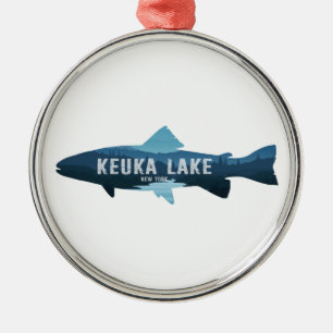 Keuka Lake New York Fisk Julgransprydnad Metall