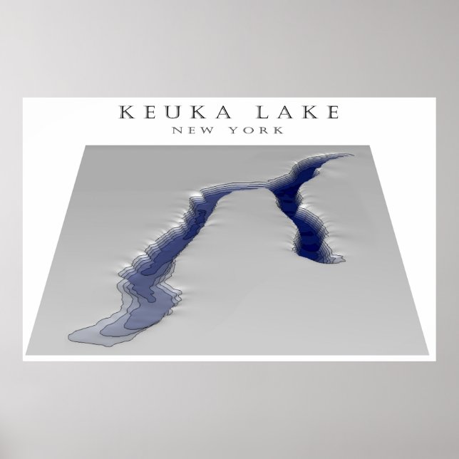 Keuka Sjö 3d karta Poster (Framsidan)