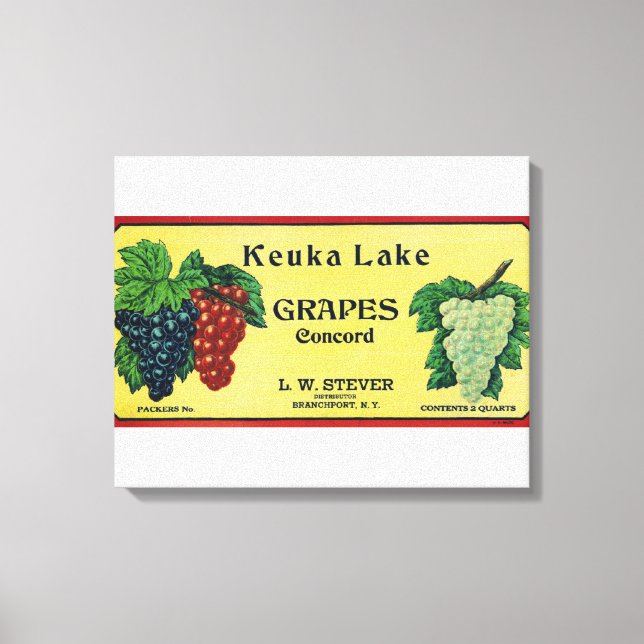Keuka Sjö Concord Grapes etikett Canvastryck (Framsida)