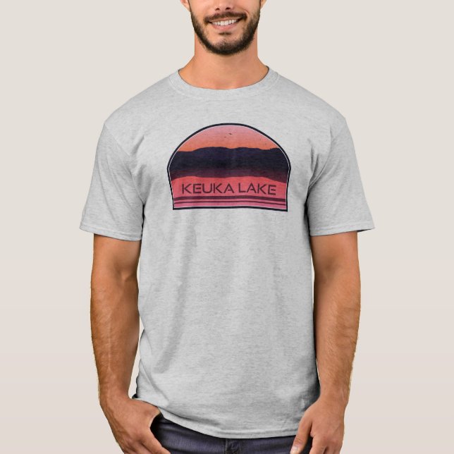 Keuka Sjö New York Red Sunrise T Shirt (Framsida)