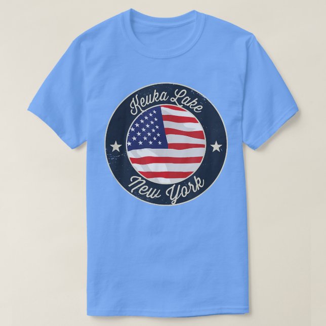 Keuka Sjö - Patriotic New York Souvenir T-Shirt (Design framsida)