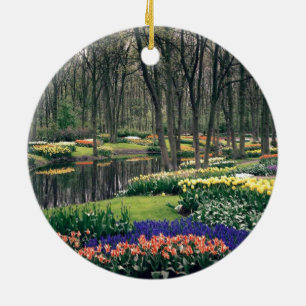 Keukenhof en blom- bankett julgransprydnad keramik