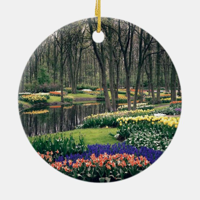 Keukenhof en blom- bankett julgransprydnad keramik (Baksidan)