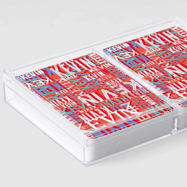 Kevin Anpassat namn Upprepad modern Reddisch Färg Casinokort (Skapare uppladdad)