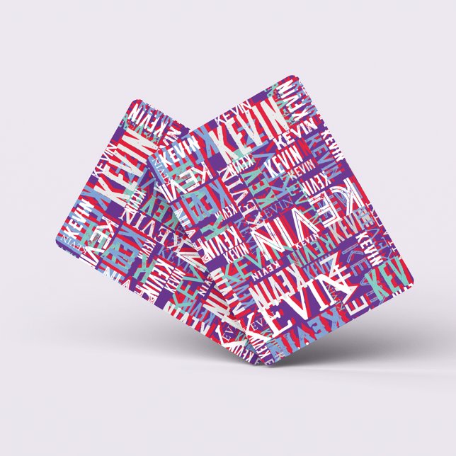 Kevin Custom Name Upprepad Modern Lila Färg Casinokort (Skapare uppladdad)