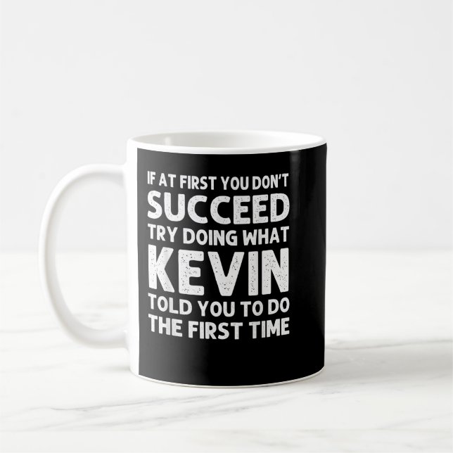 KEVIN Gift Name Personalized Birthday Funny Christ Kaffemugg (Vänster)