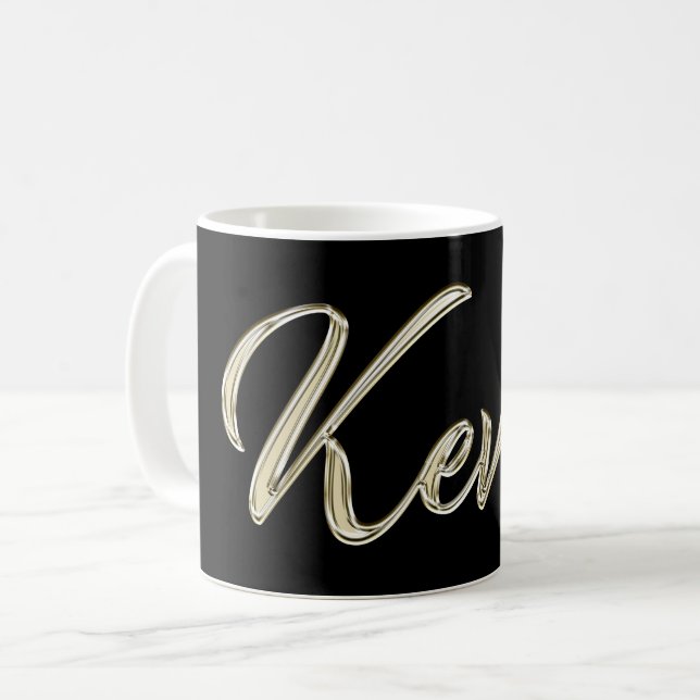 Kevin Name whitegold Tasse Teetasse Kaffeetasse Kaffemugg (Framsida vänster)