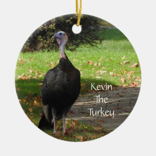 Kevin The Turkey - Old Wethersfield, CT (2 sidor) Julgransprydnad Keramik (Framsidan)