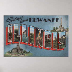 Kewanee, Illinois - Large Brev Scenes Poster