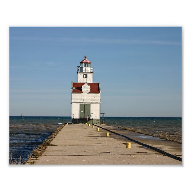 Kewaunee Lighthouse - Sjö Michigan Fototryck (Framsidan)