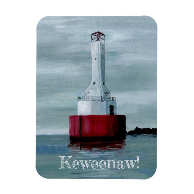 Keweenaw Waterway Övre Michigan UP fyr Magnet (Vertikal)
