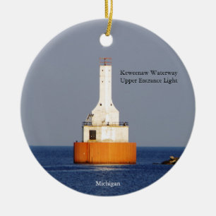 Keweenaw Waterway Upper Entrance Light 2023 Julgransprydnad Keramik