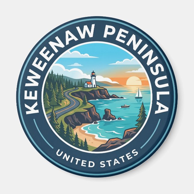 Keweenawhalvön Michigan Magnet (Framsidan)