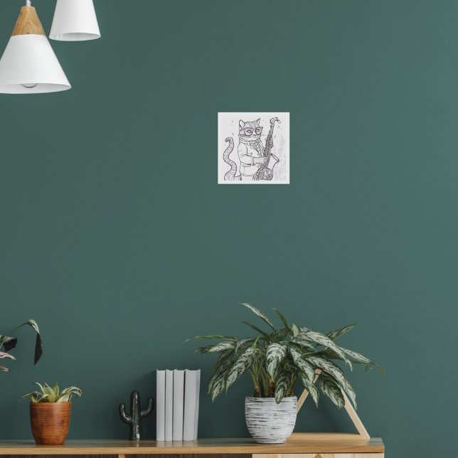 Kewl Jazzy Cat med solglasögon som leker saxofon Poster (Vardagsrum 1)