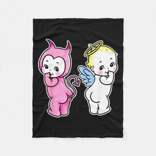 Kewpie Baby Ängel Djävul Keruber Fleecefilt (Framsidan)