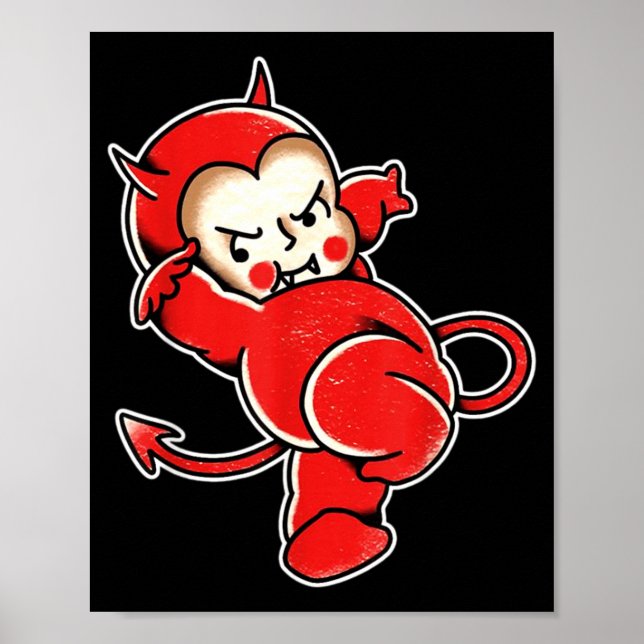 Kewpie Baby Djävul Djäkular Horn tatuering Poster (Framsidan)