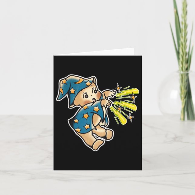 Kewpie Baby-guiden Traditionell tatuering Flash Kort (Framsida)