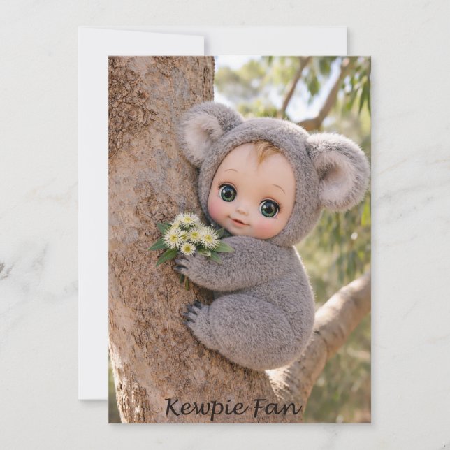 Kewpie Fan Koala Baby Brevkort Inbjudningar (Framsida)